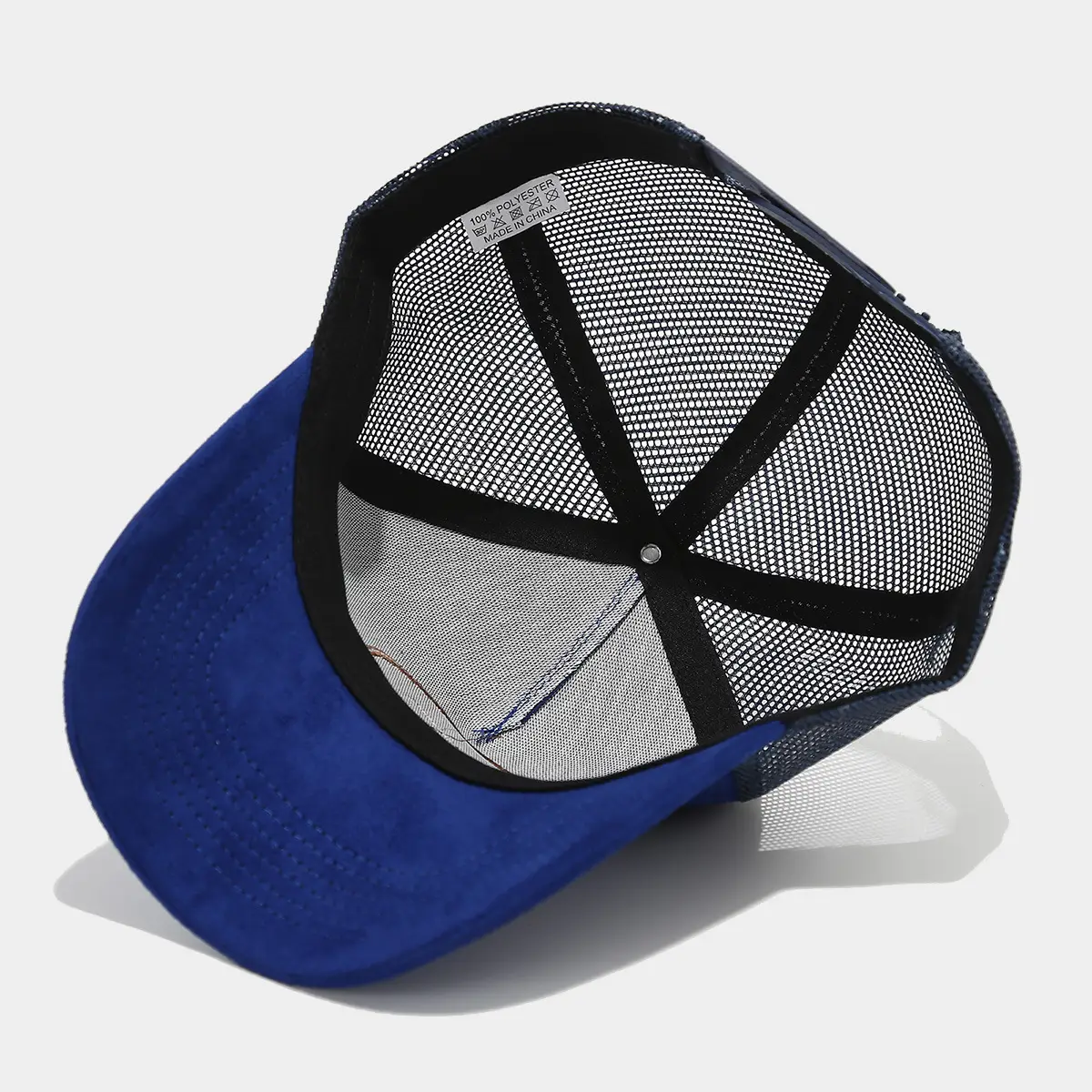 European Men's Blue Mesh Sun Hat with Logo — feature 14