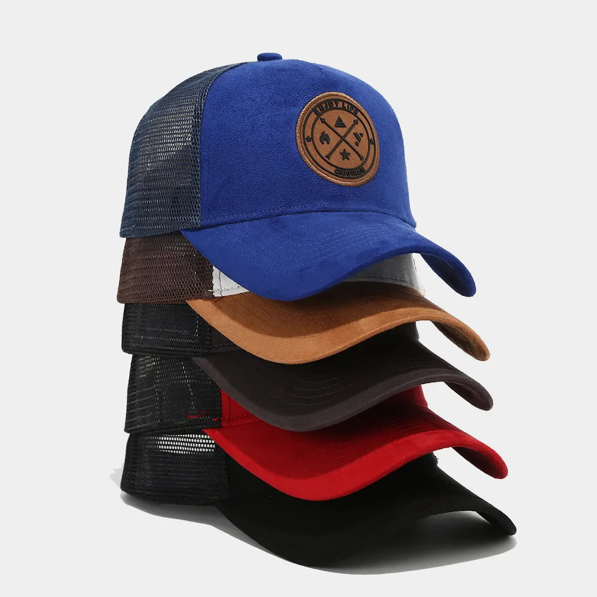 European Men's Blue Mesh Sun Hat with Logo — feature 2