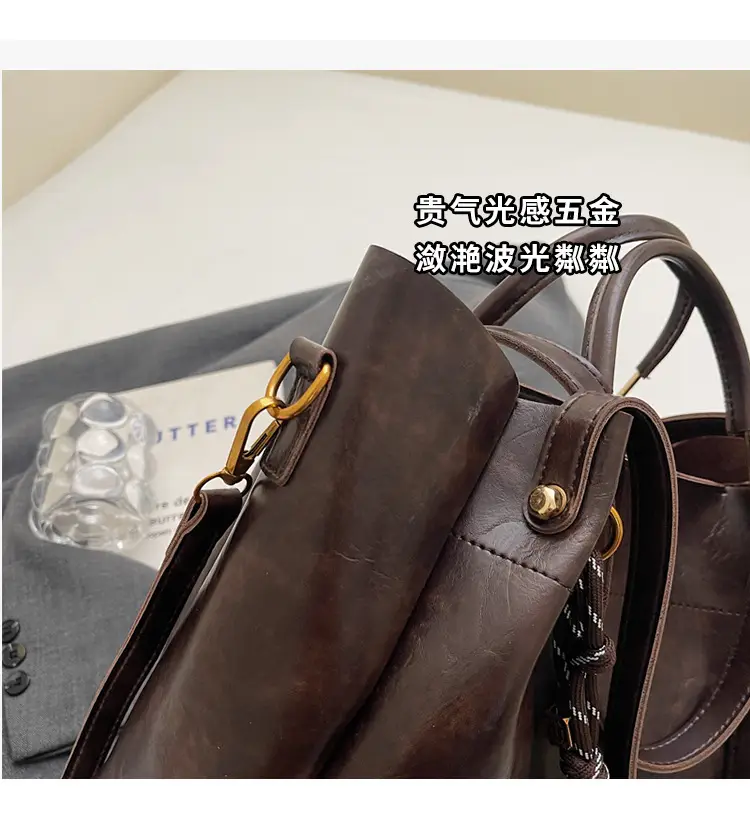 Brown Leather Tote Bag for Women Autumn Winter — feature 11
