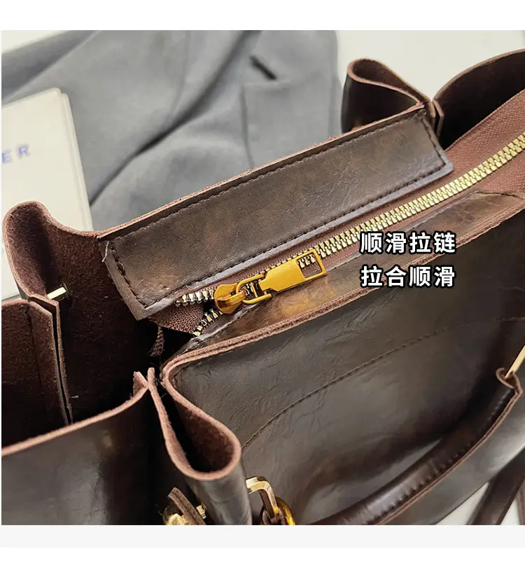 Brown Leather Tote Bag for Women Autumn Winter — feature 12