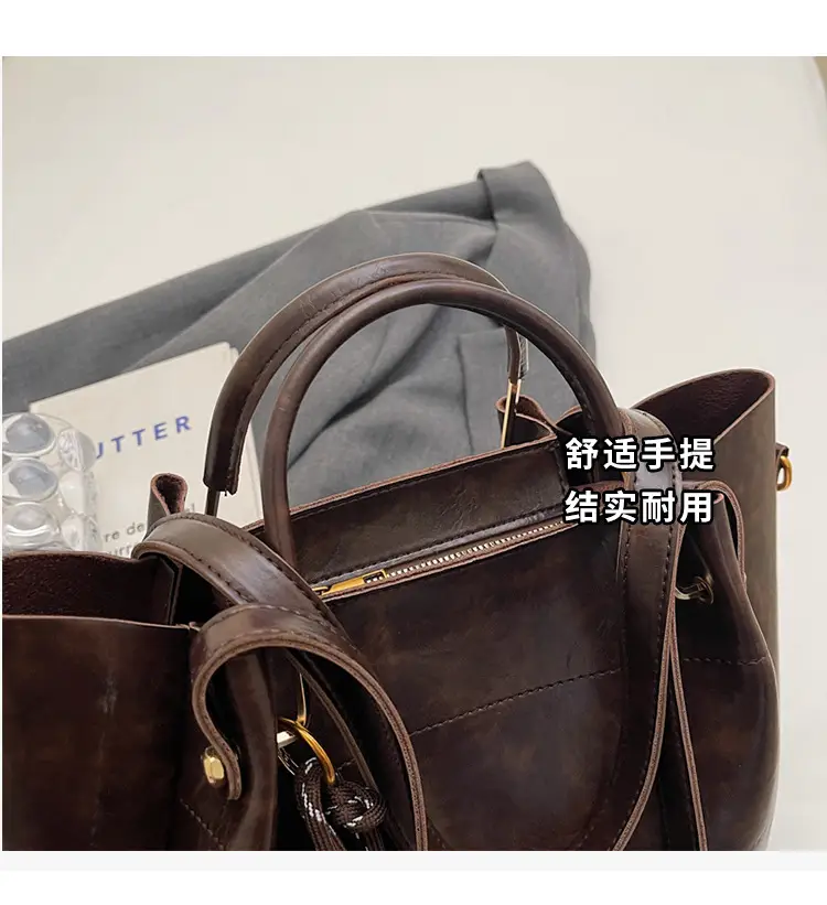 Brown Leather Tote Bag for Women Autumn Winter — feature 13