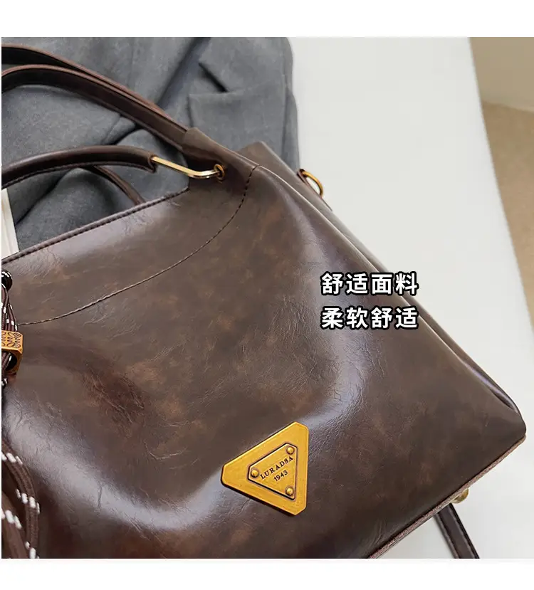 Brown Leather Tote Bag for Women Autumn Winter — feature 14