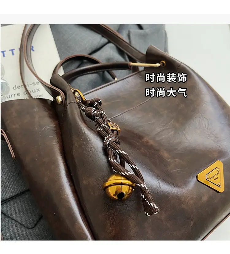 Brown Leather Tote Bag for Women Autumn Winter — feature 15