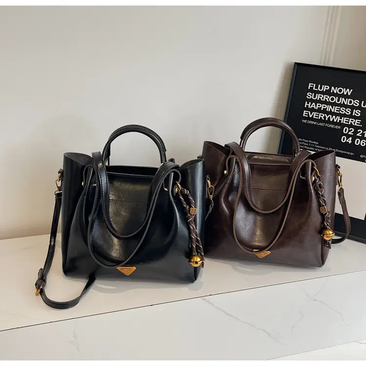 Brown Leather Tote Bag for Women Autumn Winter — feature 17