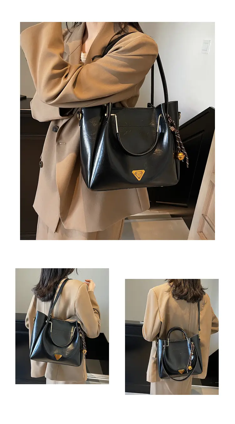 Brown Leather Tote Bag for Women Autumn Winter — feature 5
