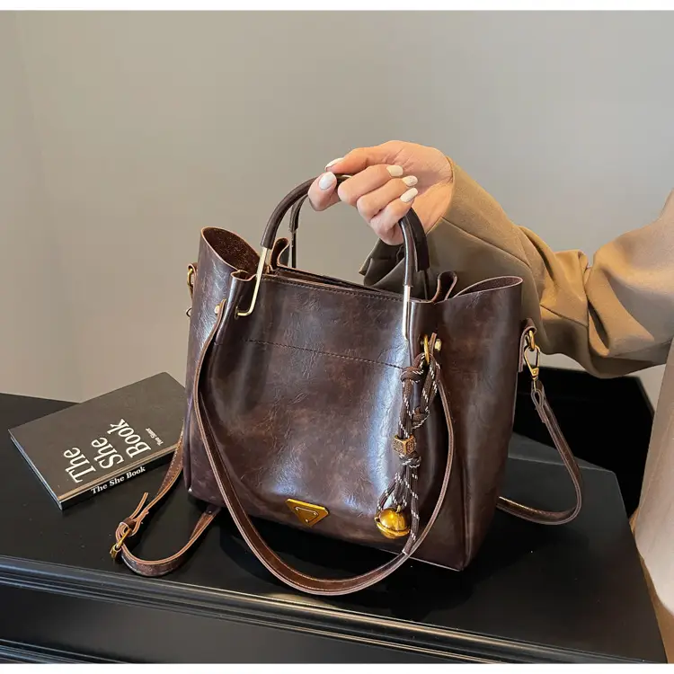 Brown Leather Tote Bag for Women Autumn Winter — feature 6