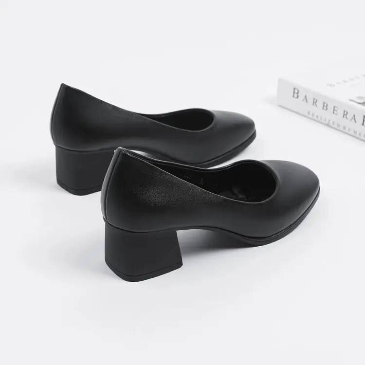Not Tired Feet Comfortable High Heels 2025 Spring New Thick Heel French Single-layer Shoes Women's Shallow Mouth Elegant Black Work Shoes