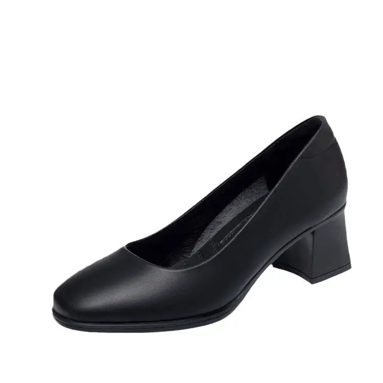 Not Tired Feet Comfortable High Heels 2025 Spring New Thick Heel French Single-layer Shoes Women's Shallow Mouth Elegant Black Work Shoes
