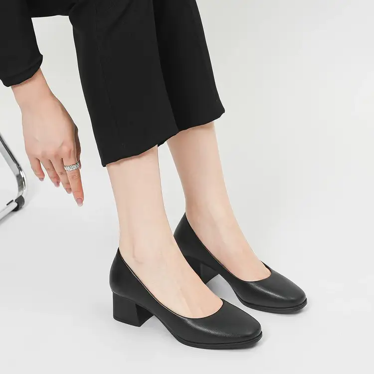 Not Tired Feet Comfortable High Heels 2025 Spring New Thick Heel French Single-layer Shoes Women's Shallow Mouth Elegant Black Work Shoes — feature 10