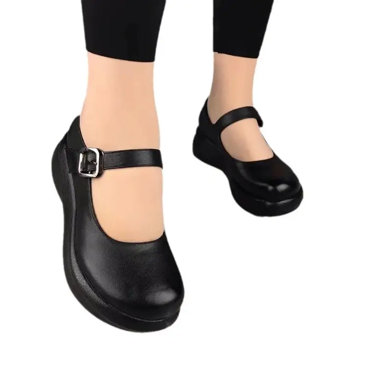 2025 New Vintage Casual Platform Platform Women's Shoes Round Toe Shallow Soft Sole Shoes Mom Wedge Working Shoes - Image 6