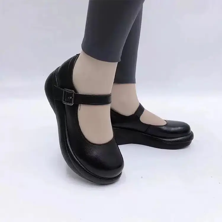 2025 New Vintage Casual Platform Platform Women's Shoes Round Toe Shallow Soft Sole Shoes Mom Wedge Working Shoes — feature 4