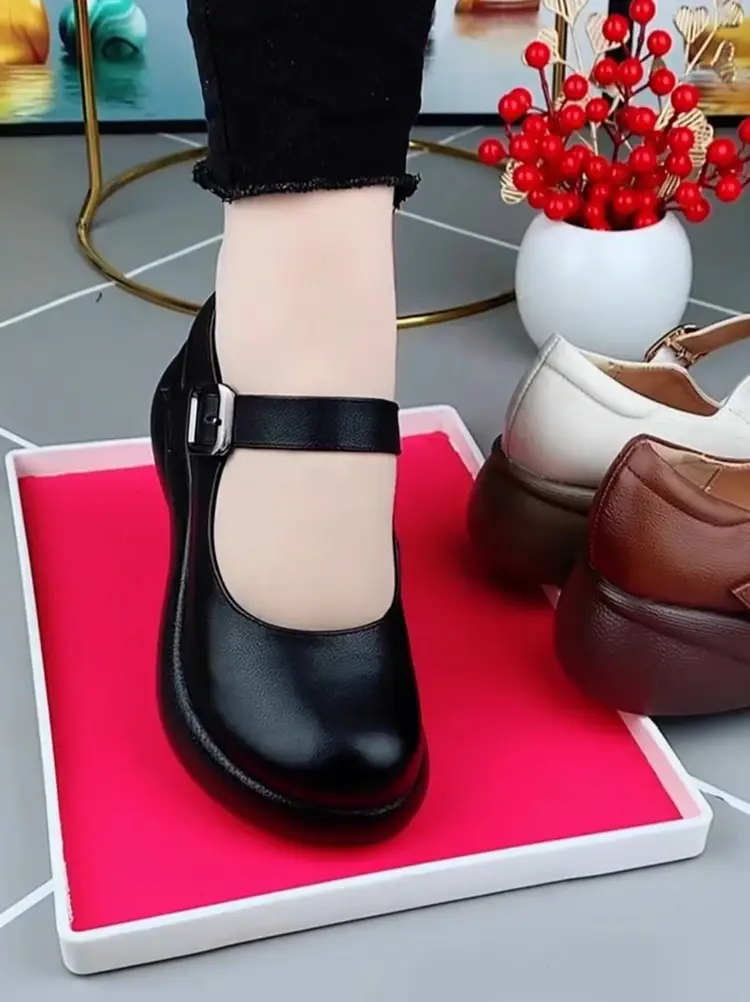 2025 New Vintage Casual Platform Platform Women's Shoes Round Toe Shallow Soft Sole Shoes Mom Wedge Working Shoes — feature 8