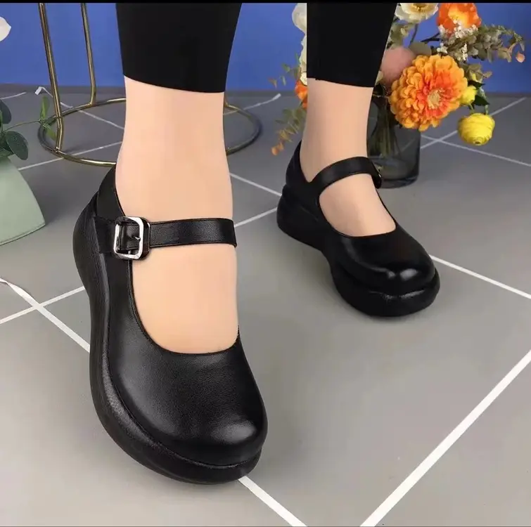 2025 New Vintage Casual Platform Platform Women's Shoes Round Toe Shallow Soft Sole Shoes Mom Wedge Working Shoes — feature 9