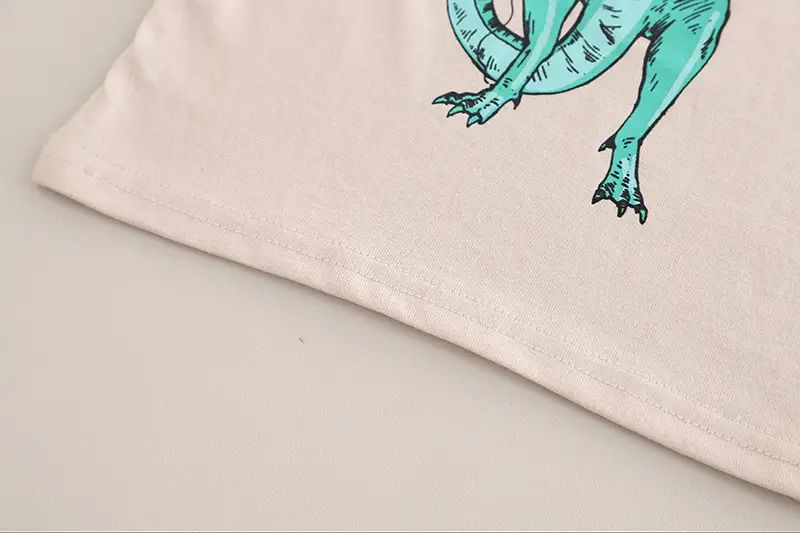 Boys Dinosaur Print Summer Suit Cream Blue Shorts — feature 14
