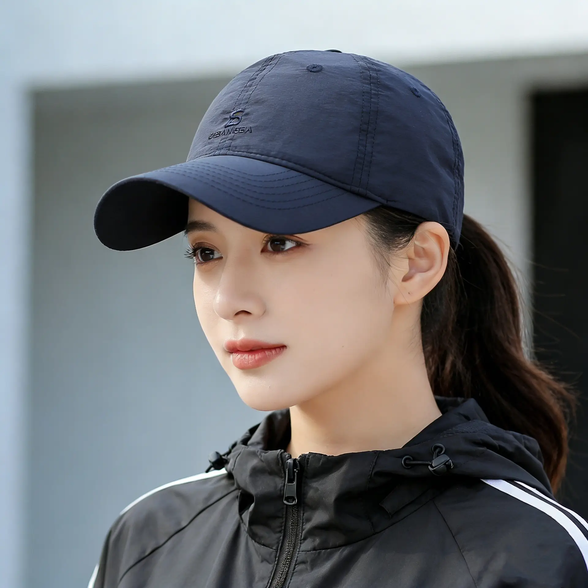Gray Embroidered Baseball Cap for Men - Image 8