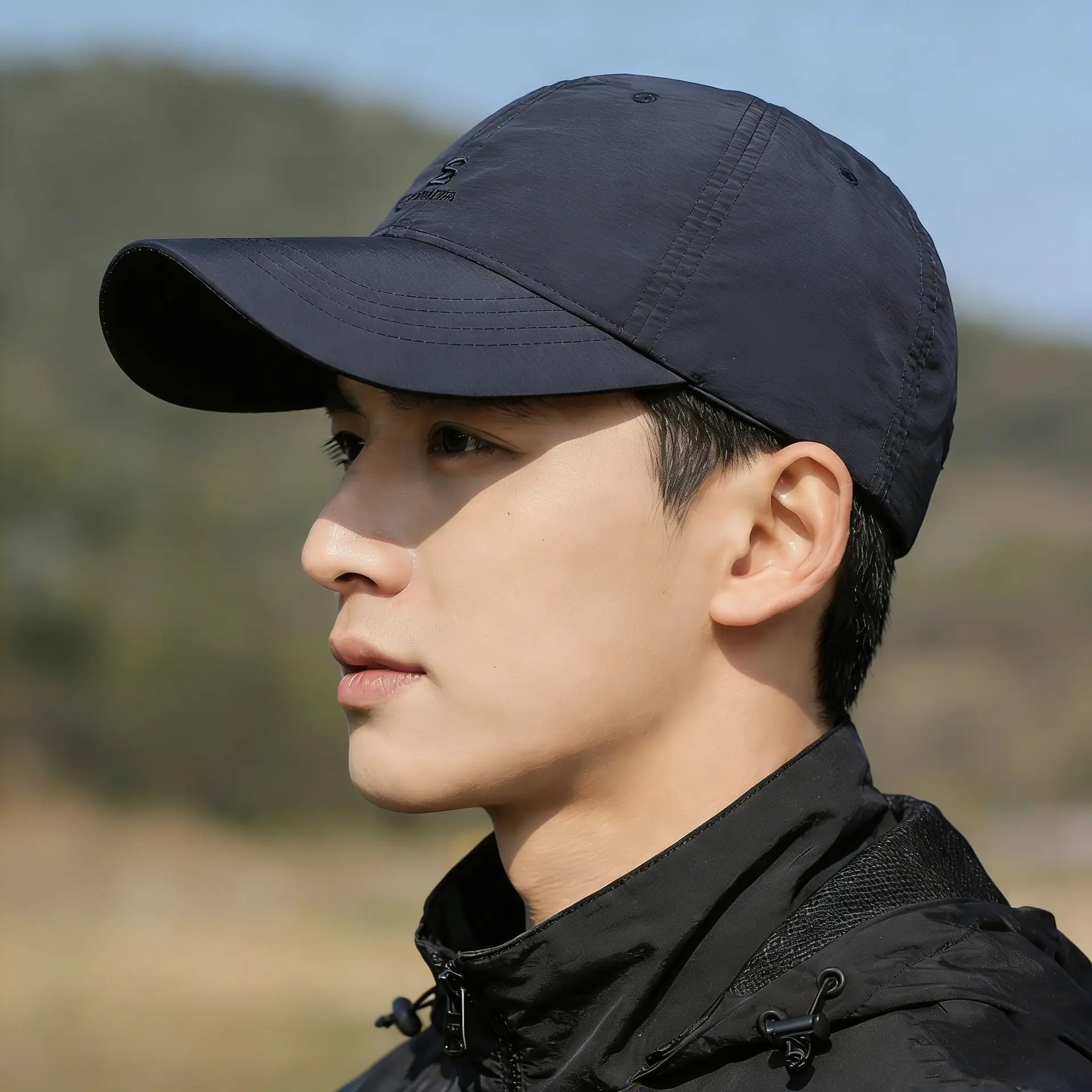 Gray Embroidered Baseball Cap for Men - Image 9