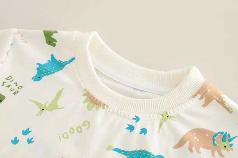 Children's Dinosaur Print Cotton T-Shirt & Shorts Set — feature 6
