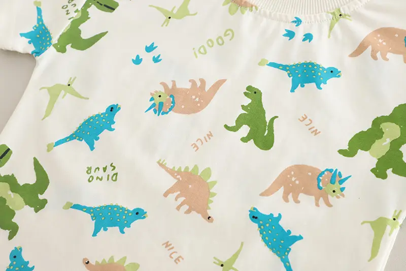 Children's Dinosaur Print Cotton T-Shirt & Shorts Set — feature 7
