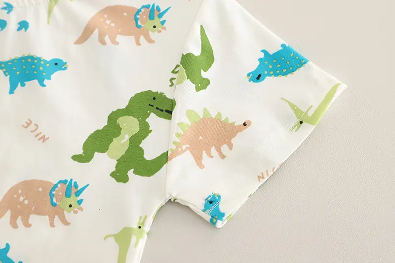 Children's Dinosaur Print Cotton T-Shirt & Shorts Set — feature 8