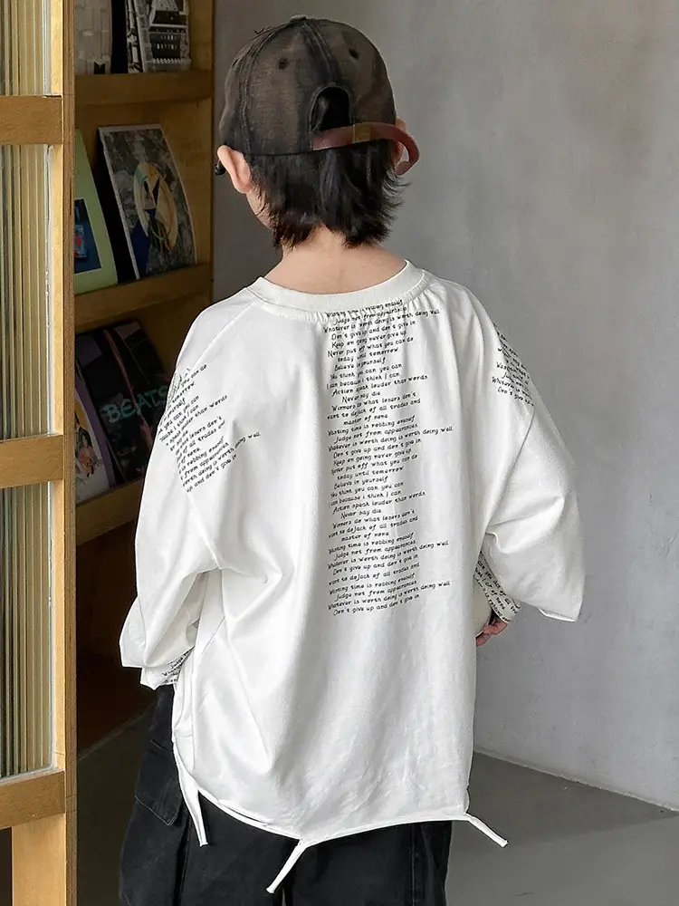 Boys Long Sleeve T-Shirt White 2026 Spring Loose Fit - Image 6