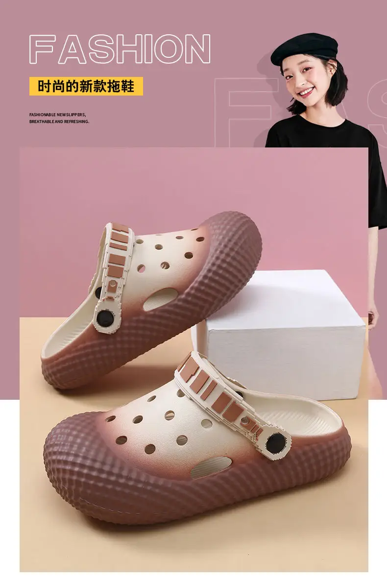 Women's Pink Croc Sandals Slip-On Summer — feature 1