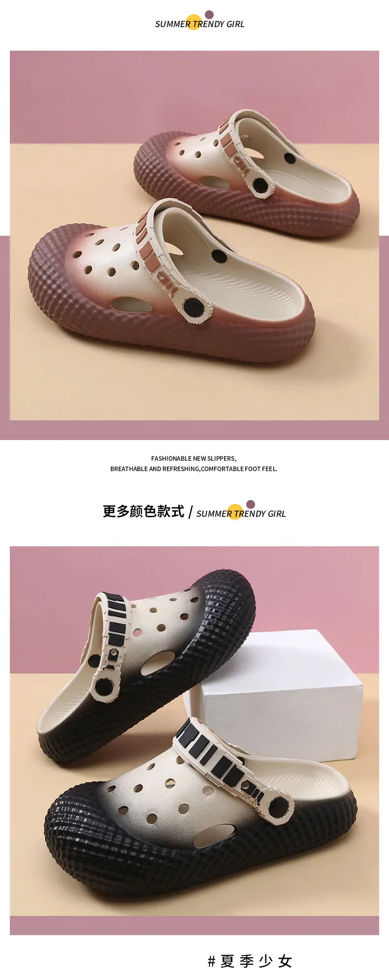 Women's Pink Croc Sandals Slip-On Summer — feature 7