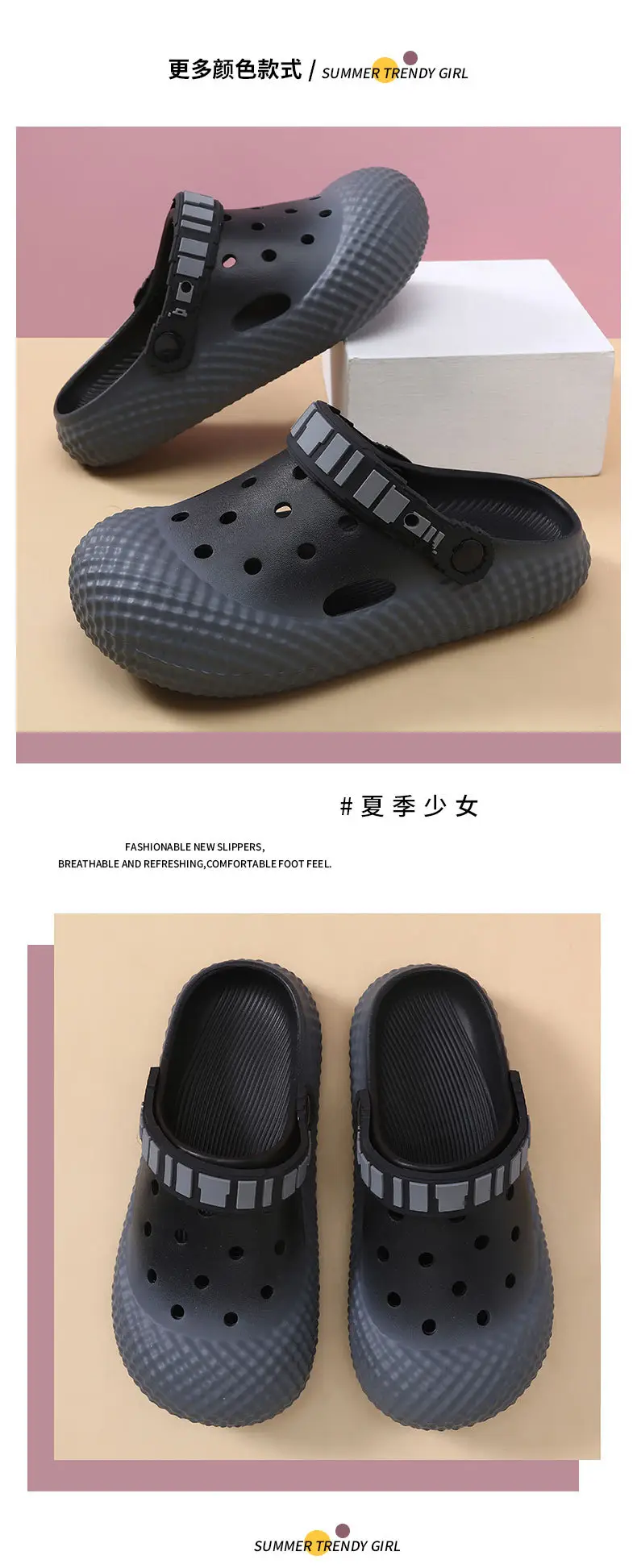 Women's Pink Croc Sandals Slip-On Summer — feature 9