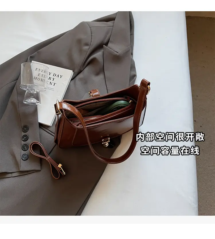 Women's Brown Leather Shoulder Bag 2025 Spring New — feature 7