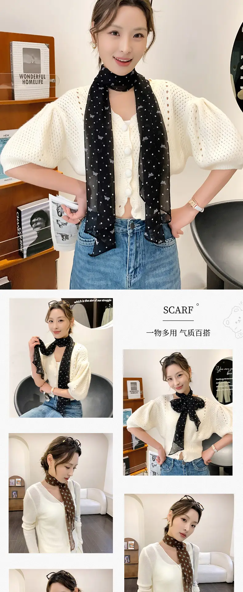 Women Floral Long Scarf Spring Summer Lightweight Qiaoqi — feature 10