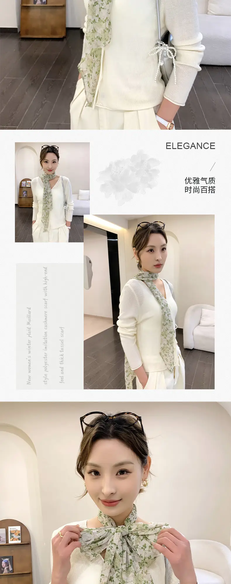 Women Floral Long Scarf Spring Summer Lightweight Qiaoqi — feature 7