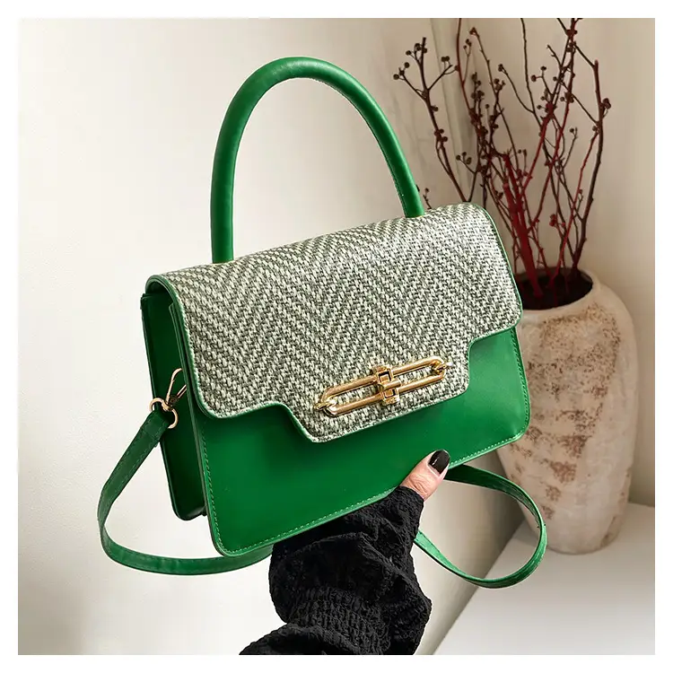 2025 Spring Women's Embossed Buckle Bags Green White Black — feature 24