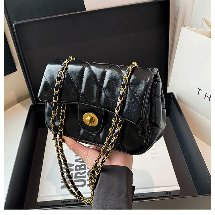 Women Rhombic Chain Shoulder Bag Red 2024 Winter - Image 7