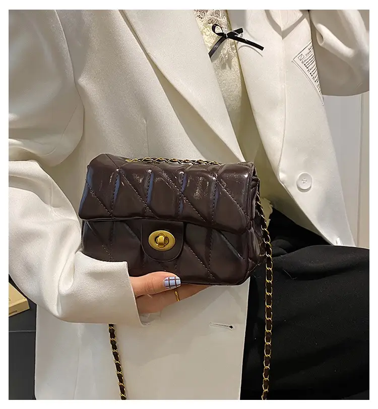 Women Rhombic Chain Shoulder Bag Red 2024 Winter — feature 1