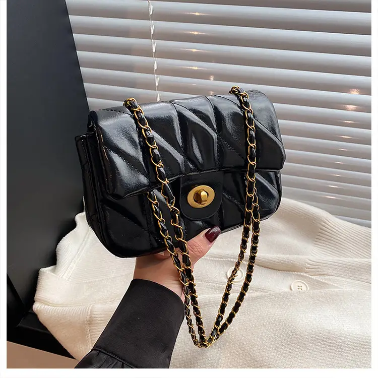 Women Rhombic Chain Shoulder Bag Red 2024 Winter — feature 14