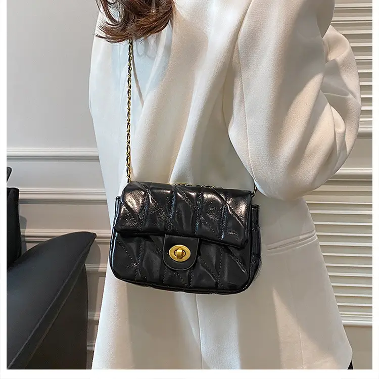 Women Rhombic Chain Shoulder Bag Red 2024 Winter — feature 16
