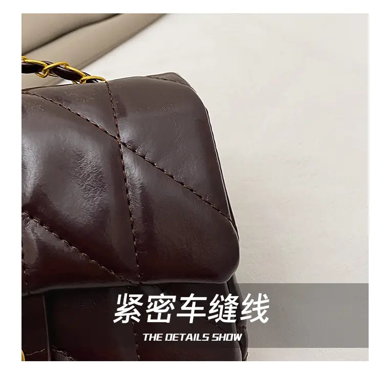 Women Rhombic Chain Shoulder Bag Red 2024 Winter — feature 4