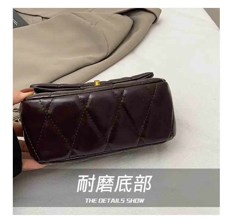 Women Rhombic Chain Shoulder Bag Red 2024 Winter — feature 5