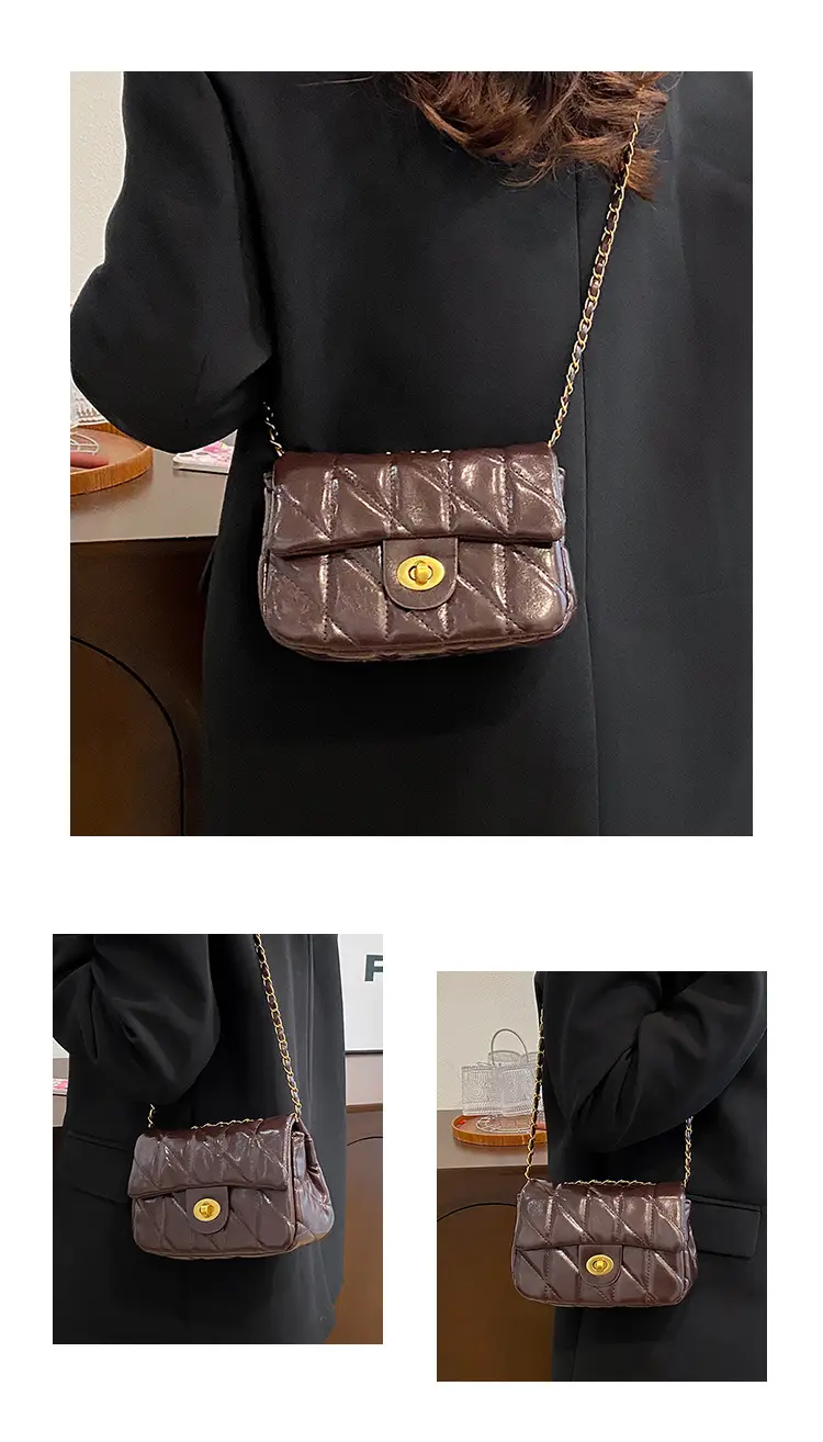Women Rhombic Chain Shoulder Bag Red 2024 Winter — feature 9