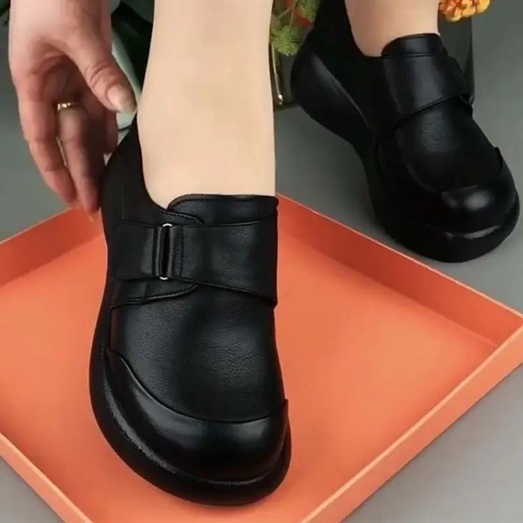 Wedge Soft Leather Shoes Women's 2025 Spring New Round Head Wedge Soft Bottom Comfortable All-Match Soft Bottom Small Leather Shoes — feature 8