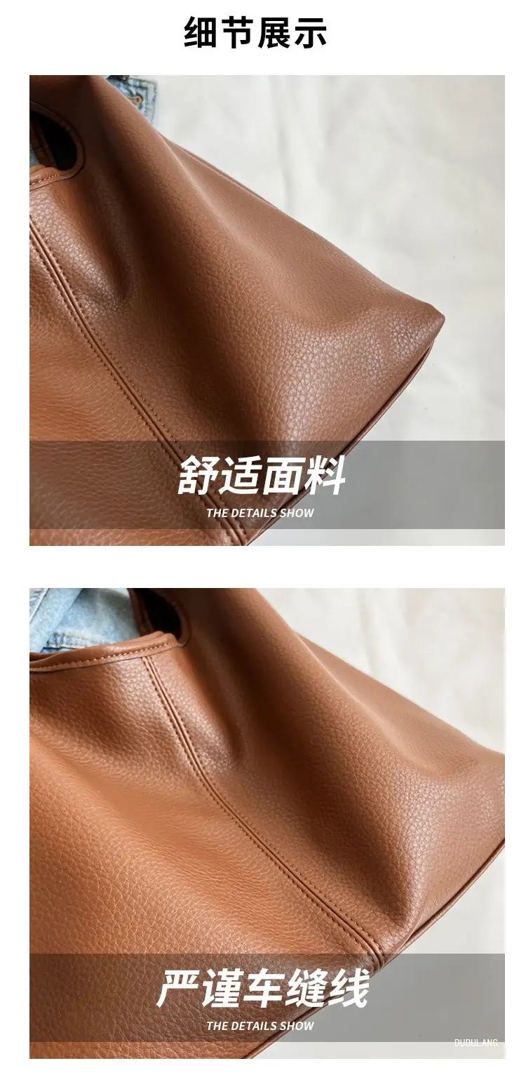 Winter Large Capacity Women's Shoulder Bag Brown Leather β feature 2