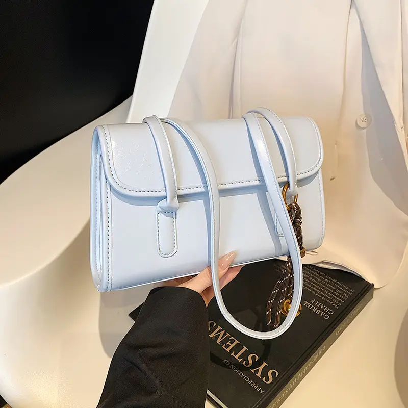 Light Blue Square Shoulder Bag for Women - Image 9