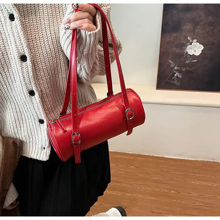 Red Korean-Style Round Shoulder Bag 2026 — feature 10