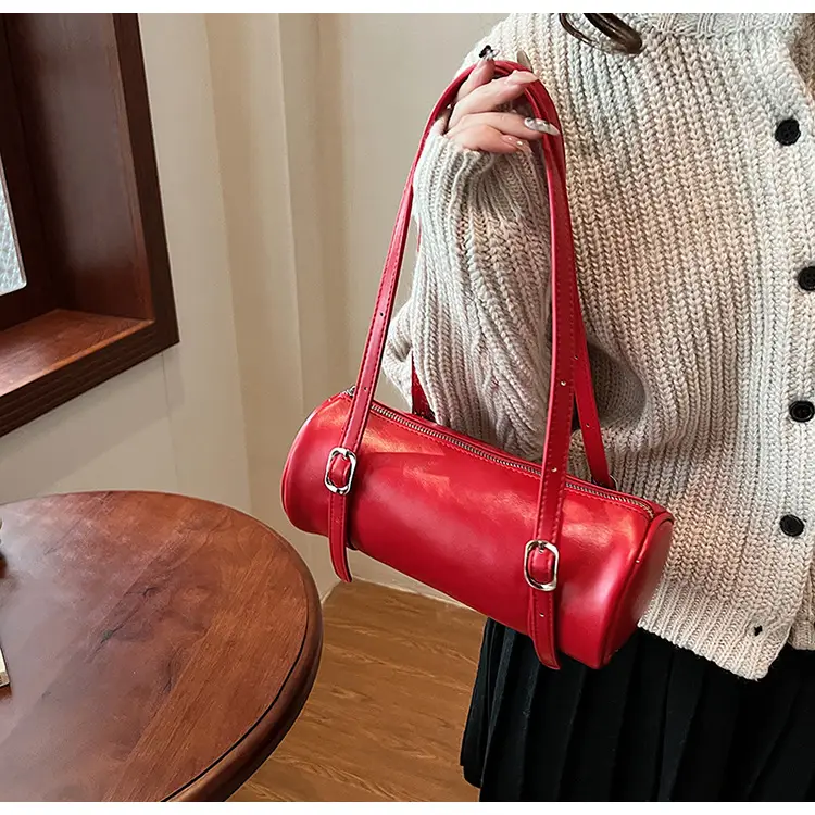 Red Korean-Style Round Shoulder Bag 2026 — feature 11