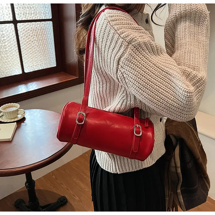 Red Korean-Style Round Shoulder Bag 2026 — feature 12
