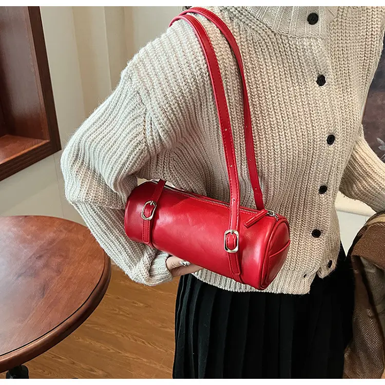 Red Korean-Style Round Shoulder Bag 2026 — feature 13