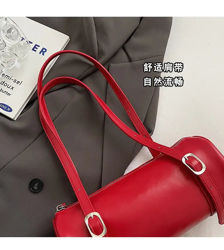 Red Korean-Style Round Shoulder Bag 2026 — feature 3