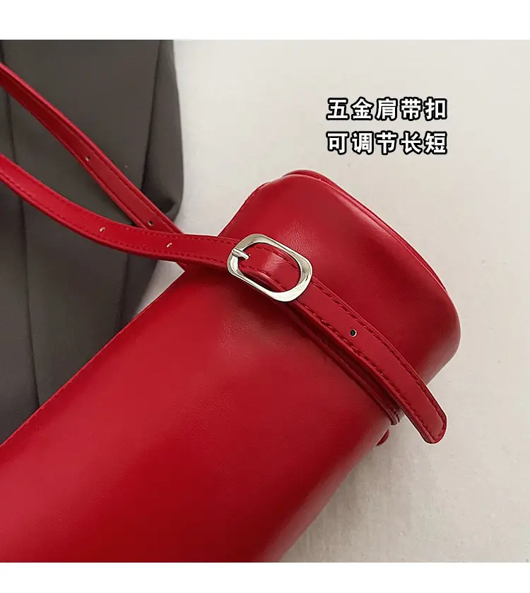 Red Korean-Style Round Shoulder Bag 2026 — feature 4