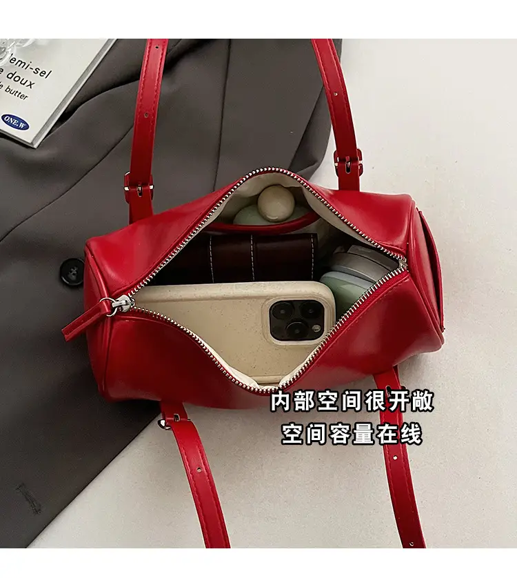 Red Korean-Style Round Shoulder Bag 2026 — feature 7