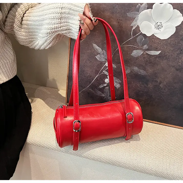 Red Korean-Style Round Shoulder Bag 2026 — feature 8