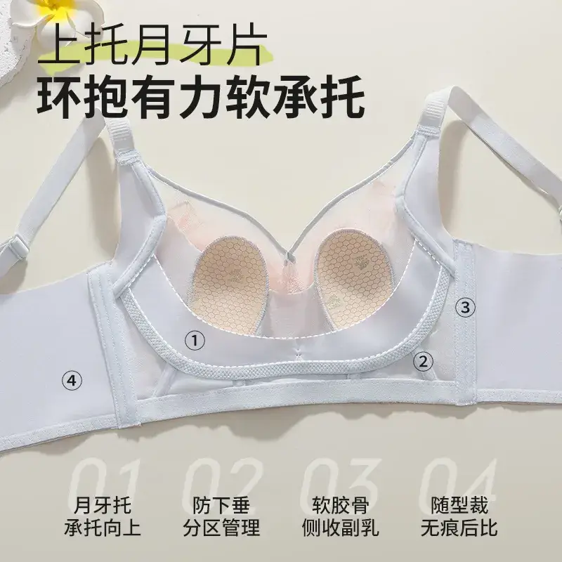 Lace Bra Underwear Women Summer Thin Breathable Large Chest Small - Image 9